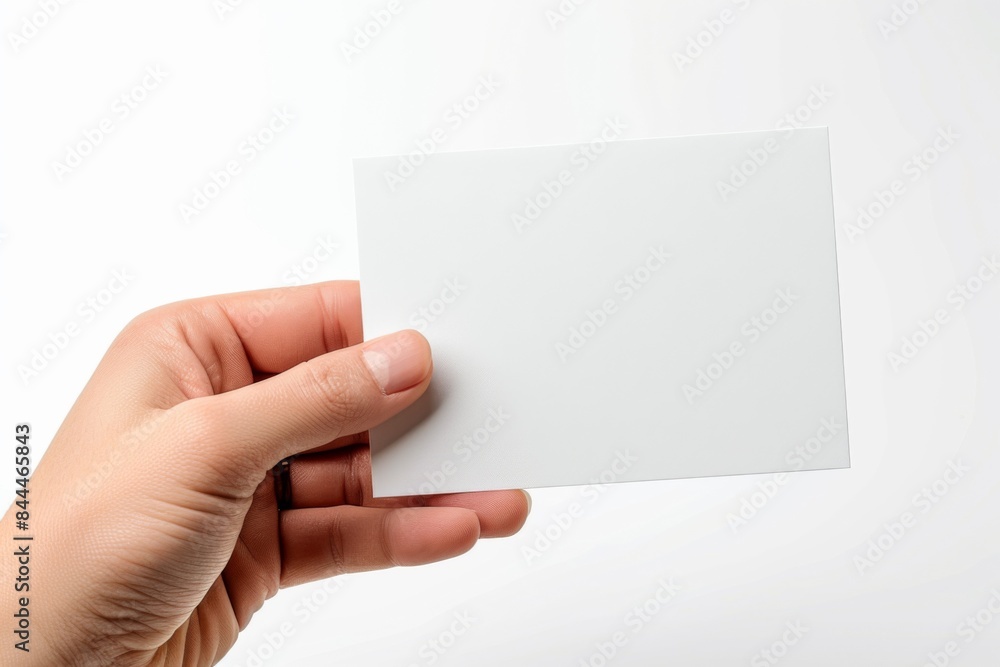 Blank White Card Mockup on Hand created with Generative AI Blank White Card Mockup on Hand created with Generative AI