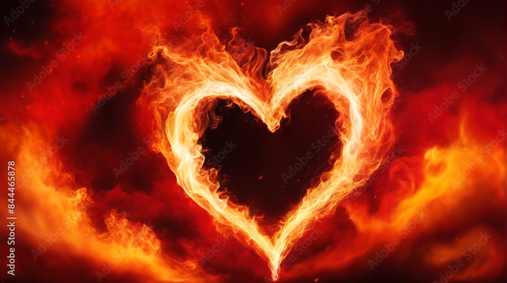 A heart on fire from anger, from love, from inner excitement A heart on fire from anger, from love, from inner excitement