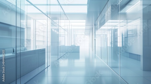 Wallpaper Mural Modern office corridor with glass partitions. Bright and sleek corporate hallway design. Torontodigital.ca