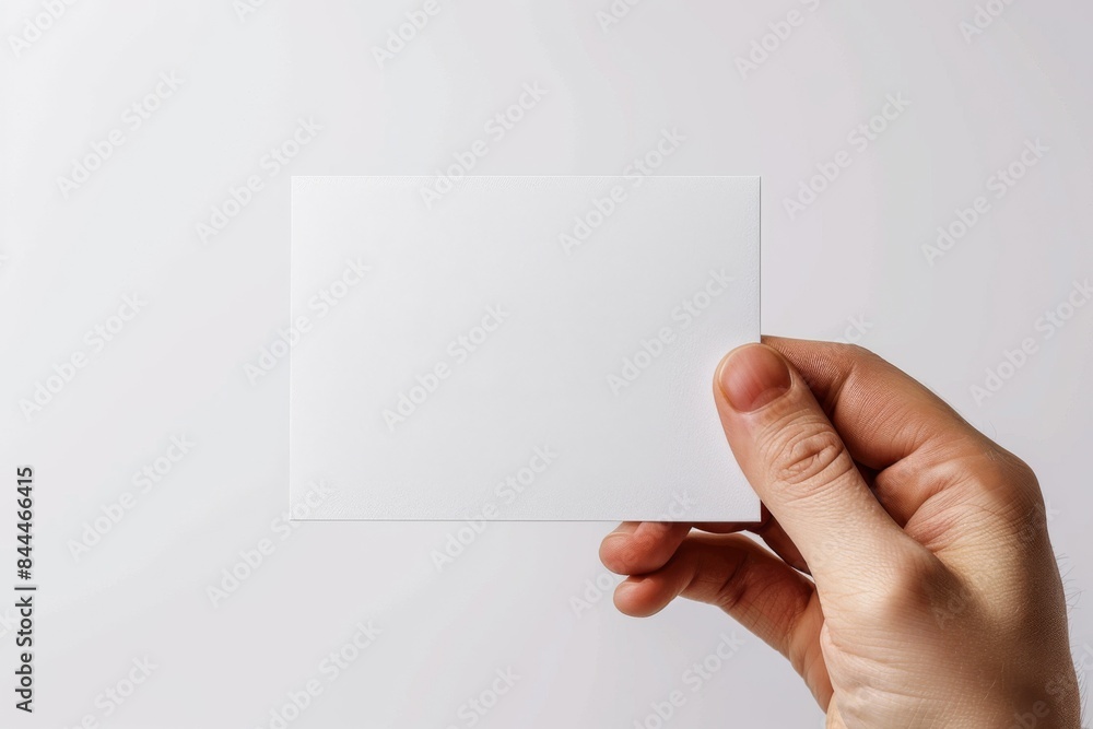 Obraz premium Blank White Card Mockup on Hand created with Generative AI