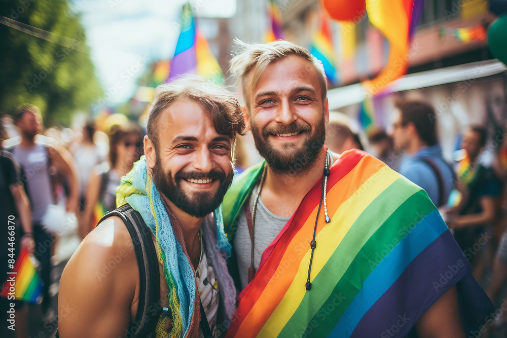 Nonformal stylish gay person on gay pride month holiday made by Generative AI technology Nonformal stylish gay person on gay pride month holiday made by Generative AI technology