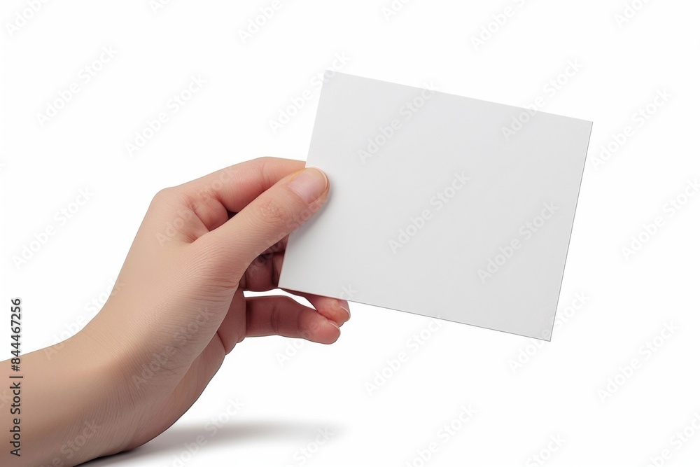 Obraz premium Blank White Card Mockup on Hand created with Generative AI