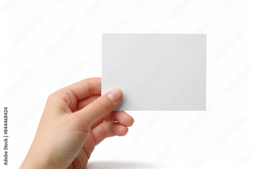 Obraz premium Blank White Card Mockup on Hand created with Generative AI