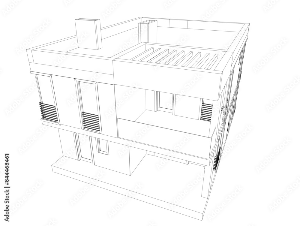 house building sketch architecture 3d illustration house building sketch architecture 3d illustration