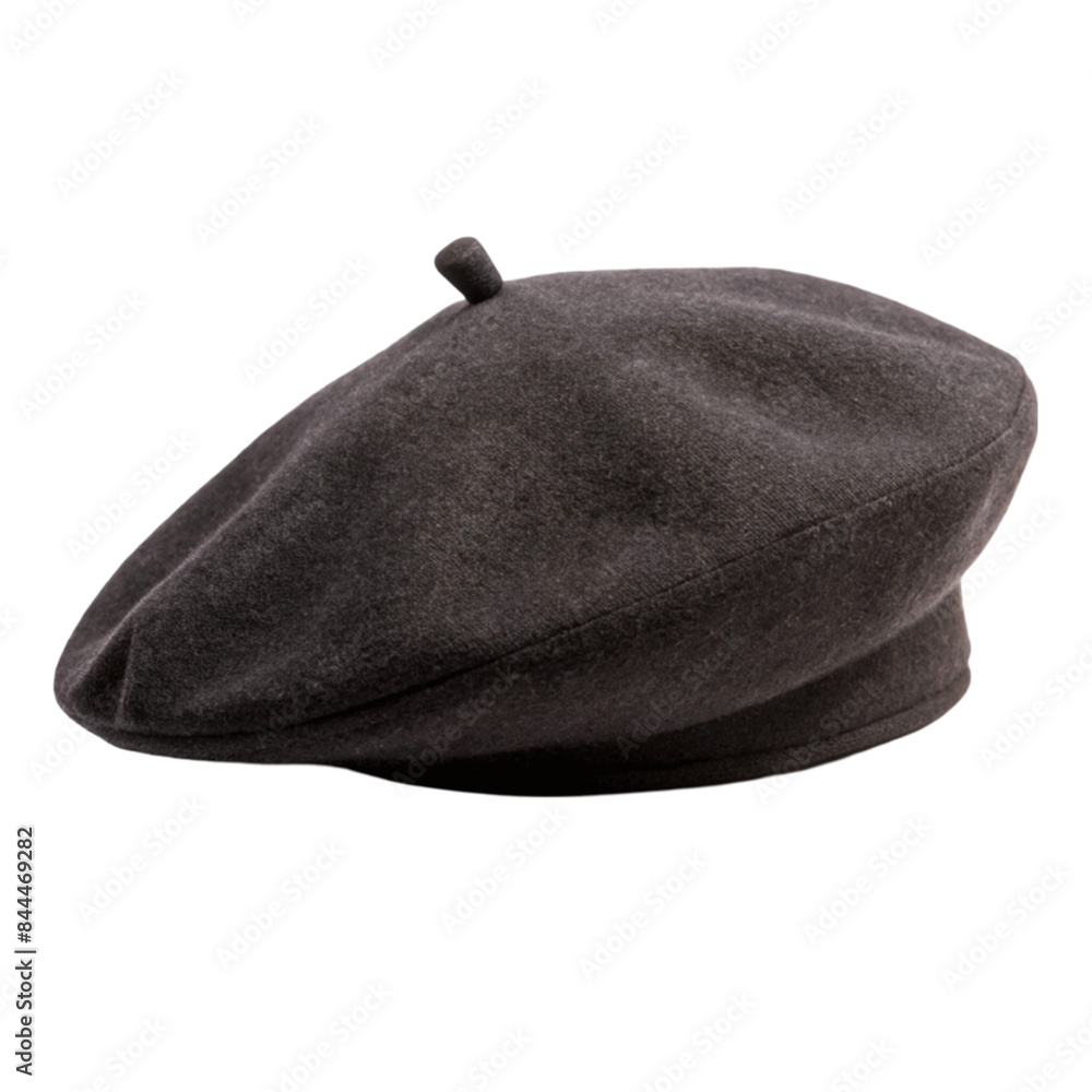 A black french cap beret. isolated on transparent background. A black french cap beret. isolated on transparent background.