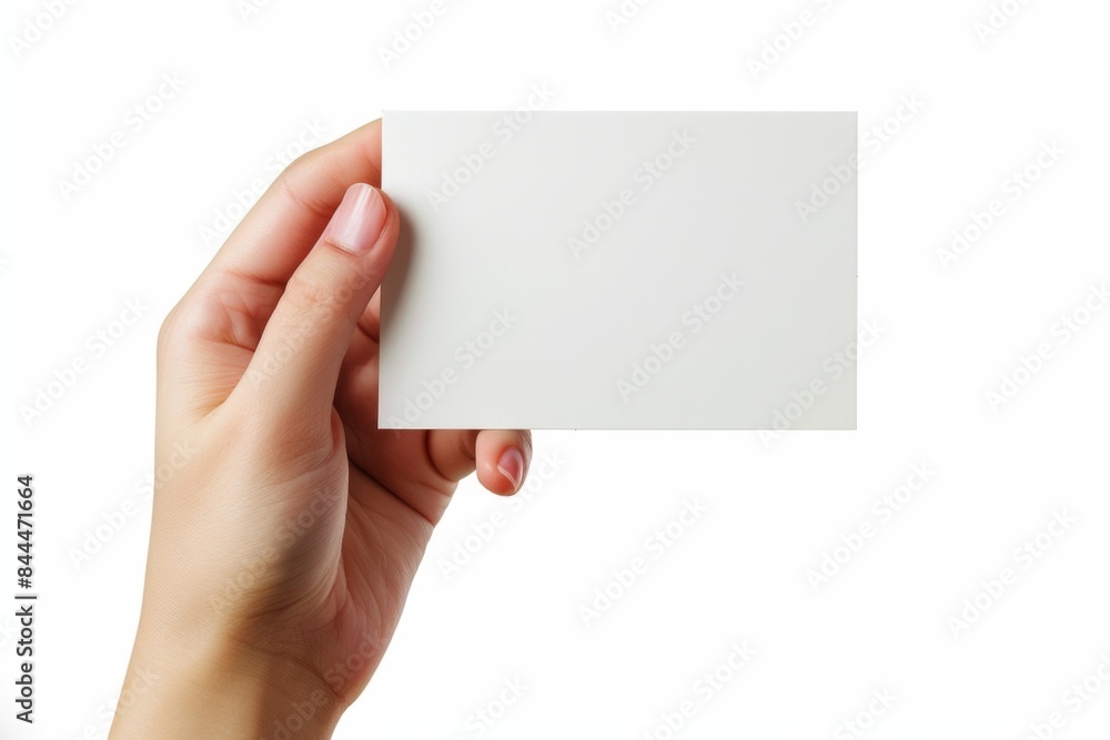 Obraz premium Blank White Card Mockup on Hand created with Generative AI