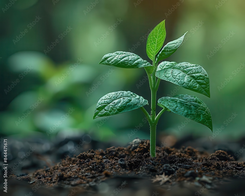 Close-up of a young green plant growing from soil, symbolizing new life, growth, and sustainability in a natural environment. Close-up of a young green plant growing from soil, symbolizing new life, growth, and sustainability in a natural environment.