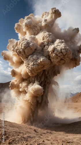 A spectacularly erupting cloud of dry soil