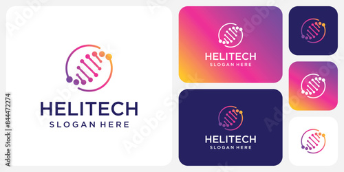 Colorful circle shape DNA vector logo design with modern, simple, clean and abstract style.