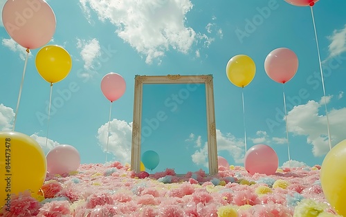 Surreal graphic art with balloons to highlight your event theme photo