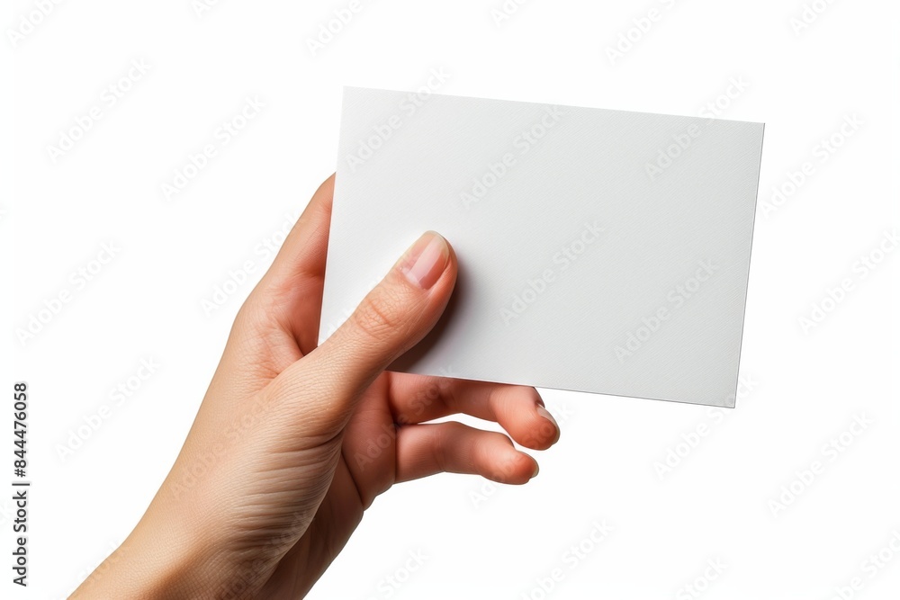 Blank White Card Mockup on Hand created with Generative AI Blank White Card Mockup on Hand created with Generative AI