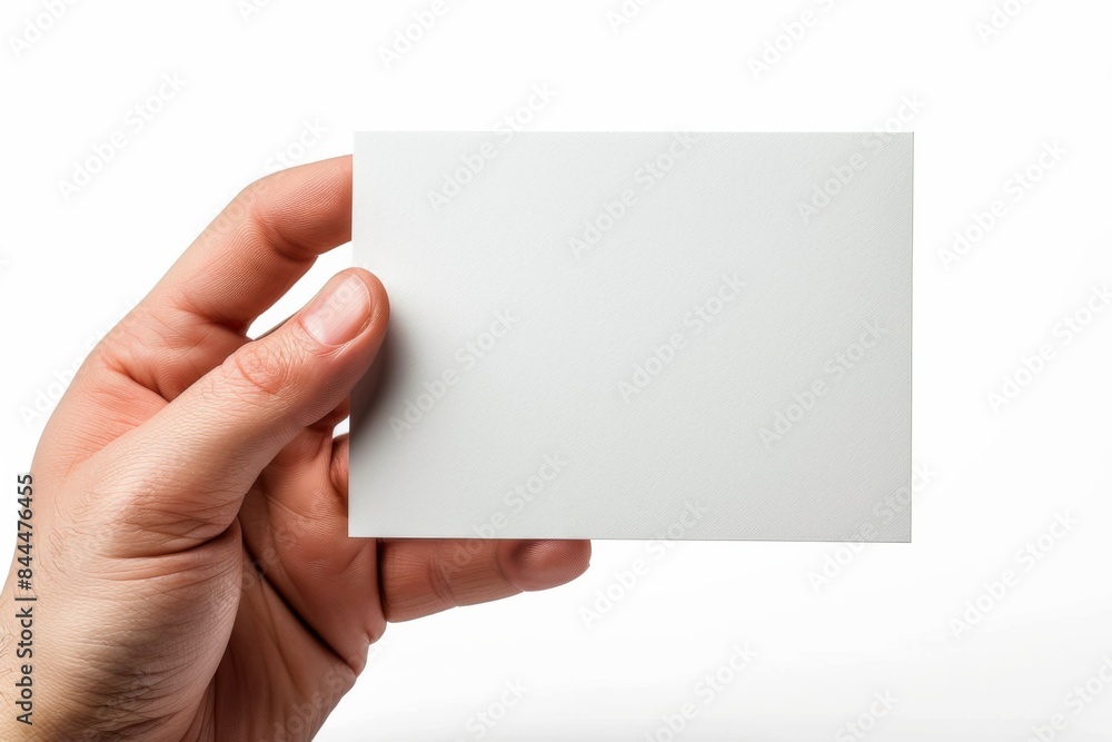 Blank White Card Mockup on Hand created with Generative AI Blank White Card Mockup on Hand created with Generative AI