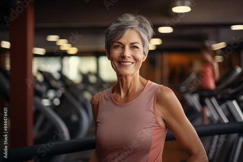 Middle aged woman in sportswear in a gym