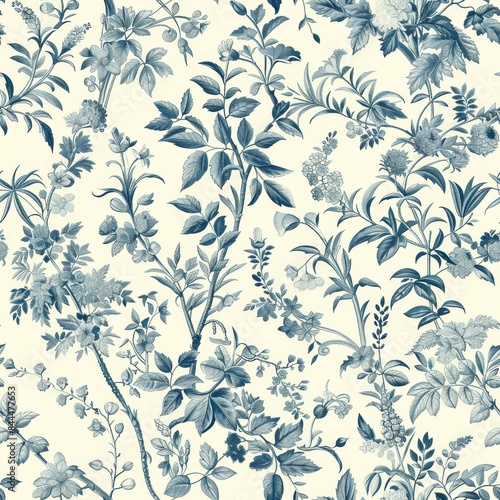 Beautiful soft, vintage botanical seamless pattern.