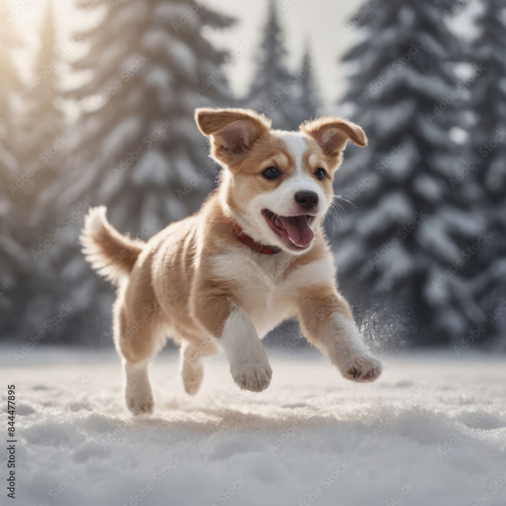 happy puppy jumping in the snow happy puppy jumping in the snow