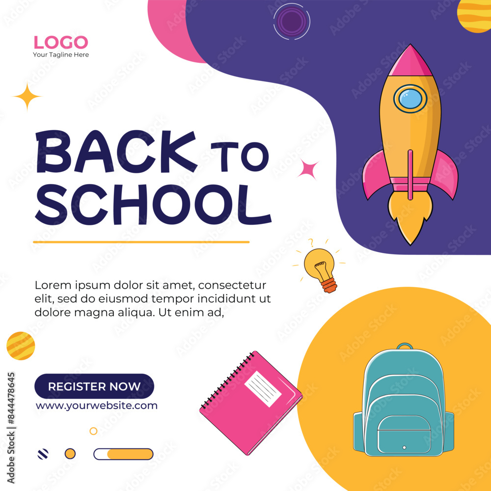 Naklejka premium Back to school vector banner set design. Welcome back to school greeting text and promotion banner.