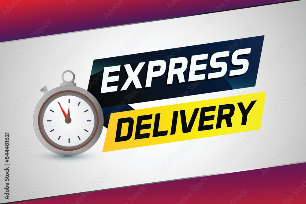 Fototapeta premium Express delivery word concept vector illustration with stopwatch style for use landing page, template, ui, web, mobile app, poster, banner, flyer, background, gift card, coupon, label