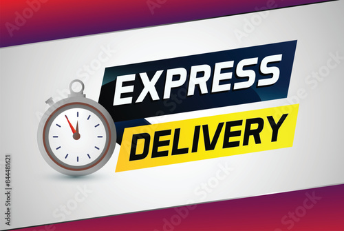 Express delivery word concept vector illustration with stopwatch style for use landing page, template, ui, web, mobile app, poster, banner, flyer, background, gift card, coupon, label

