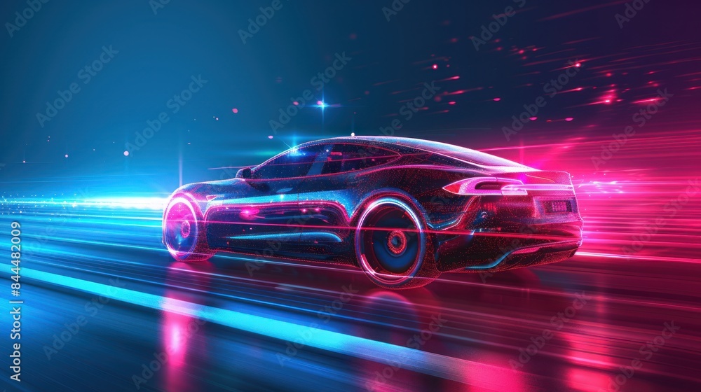 Abstract smart car Light out technology high speed Hitech communication concept innovation background AI generated Abstract smart car Light out technology high speed Hitech communication concept innovation background AI generated