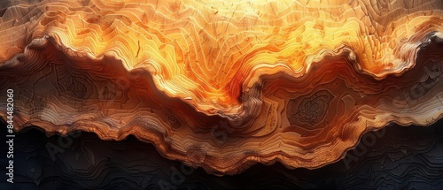 Stunning abstract artwork of layered earth tones and rich textures resembling a geological rock formation. © Nat