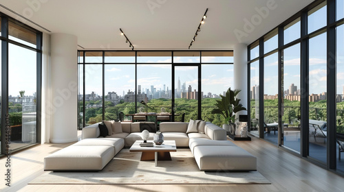 A sleek modern design featuring floor-to-ceiling windows that blur the lines between indoor and outdoor living.