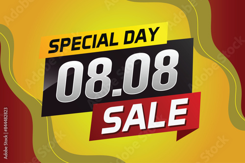 8.8 Special day sale word concept vector illustration with ribbon and 3d style for use landing page, template, ui, web, mobile app, poster, banner, flyer, background, gift card, coupon

