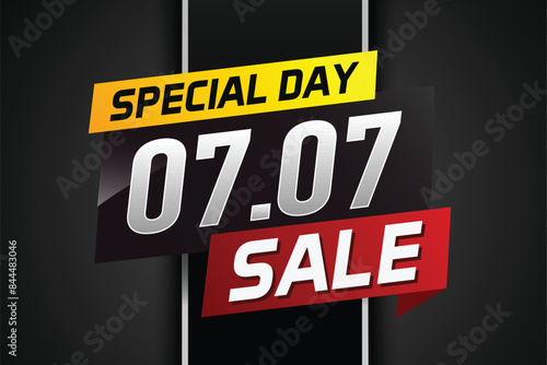 7.7 Special day sale word concept vector illustration with ribbon and 3d style for use landing page, template, ui, web, mobile app, poster, banner, flyer, background, gift card, coupon

