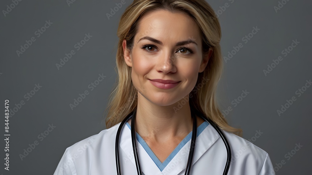 Female Nurse in White Scrubs with a Warm Smile Female Nurse in White Scrubs with a Warm Smile