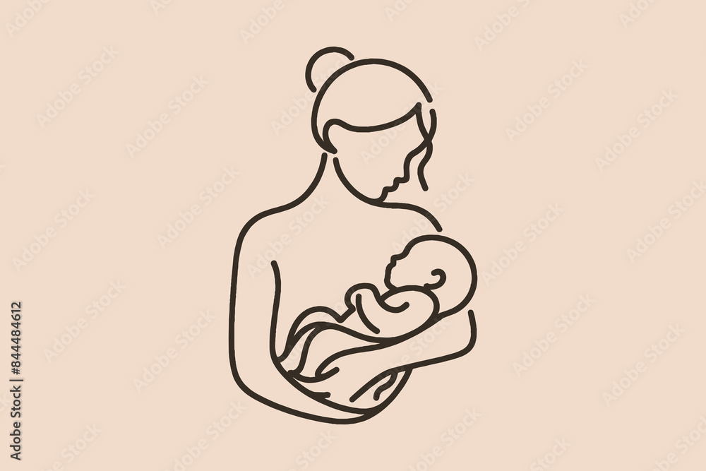 Mom and baby logo. Icon. Motherhood. Vector illustration. line art Mom and baby logo. Icon. Motherhood. Vector illustration. line art