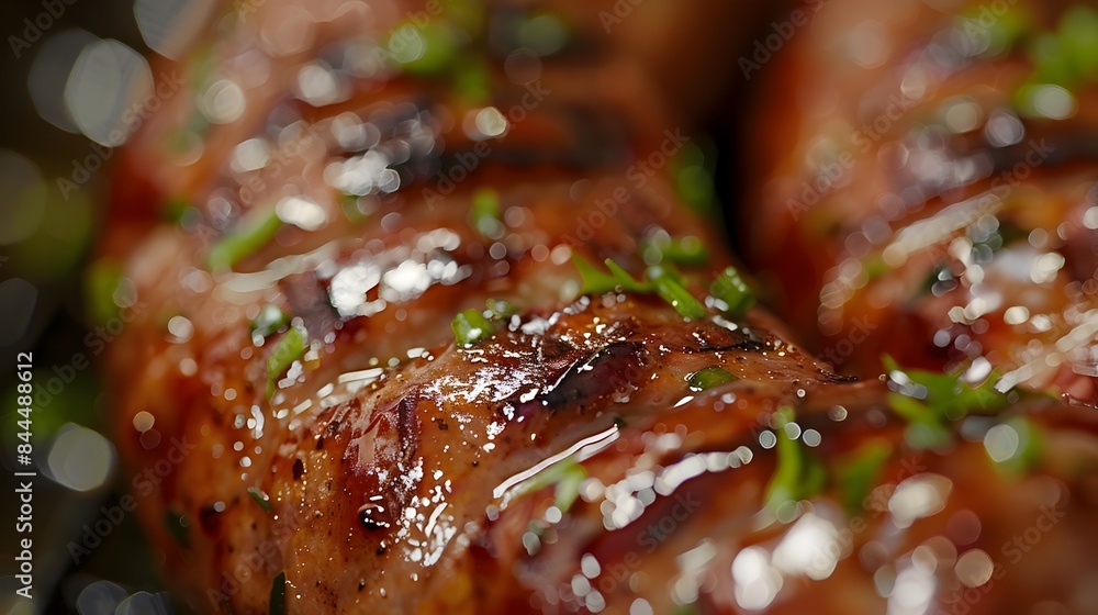 Homemade BBQ Sausage Grilled to Perfection,Close-up Shot Highlighting Juicy Texture and Savory Flavor in a Kitchen Environment Homemade BBQ Sausage Grilled to Perfection,Close-up Shot Highlighting Juicy Texture and Savory Flavor in a Kitchen Environment