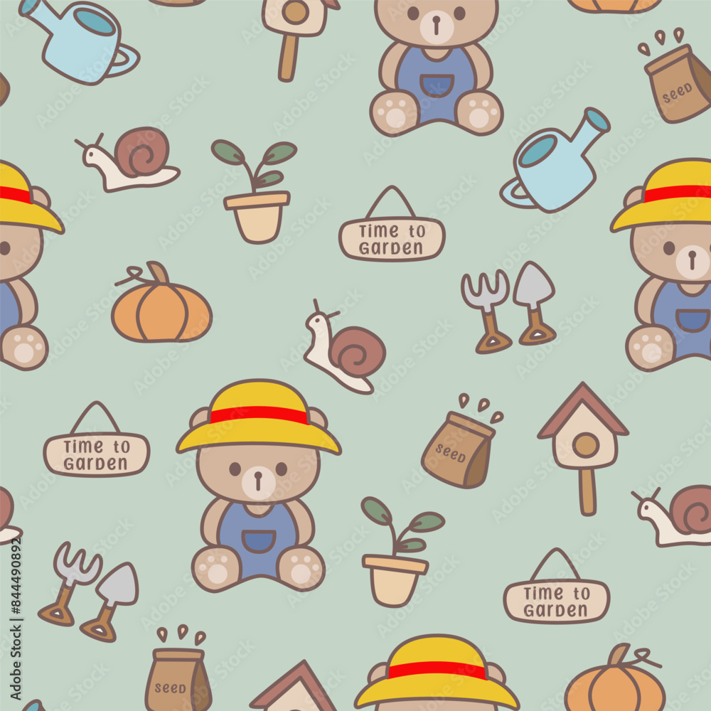 seamless pattern with farmer bear seamless pattern with farmer bear
