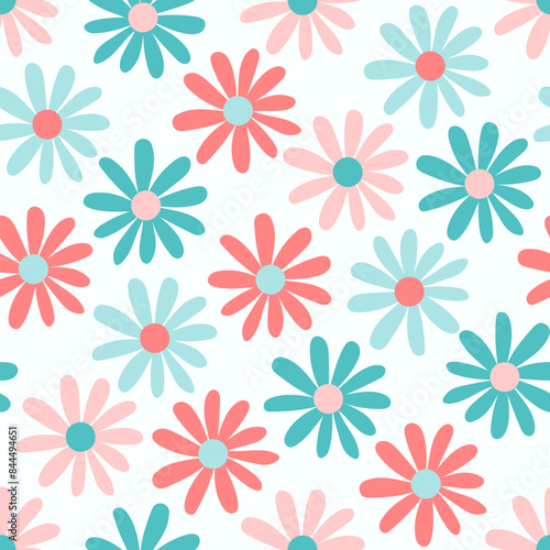 Children s floral seamless pattern. Cute background with hand drawn flowers.