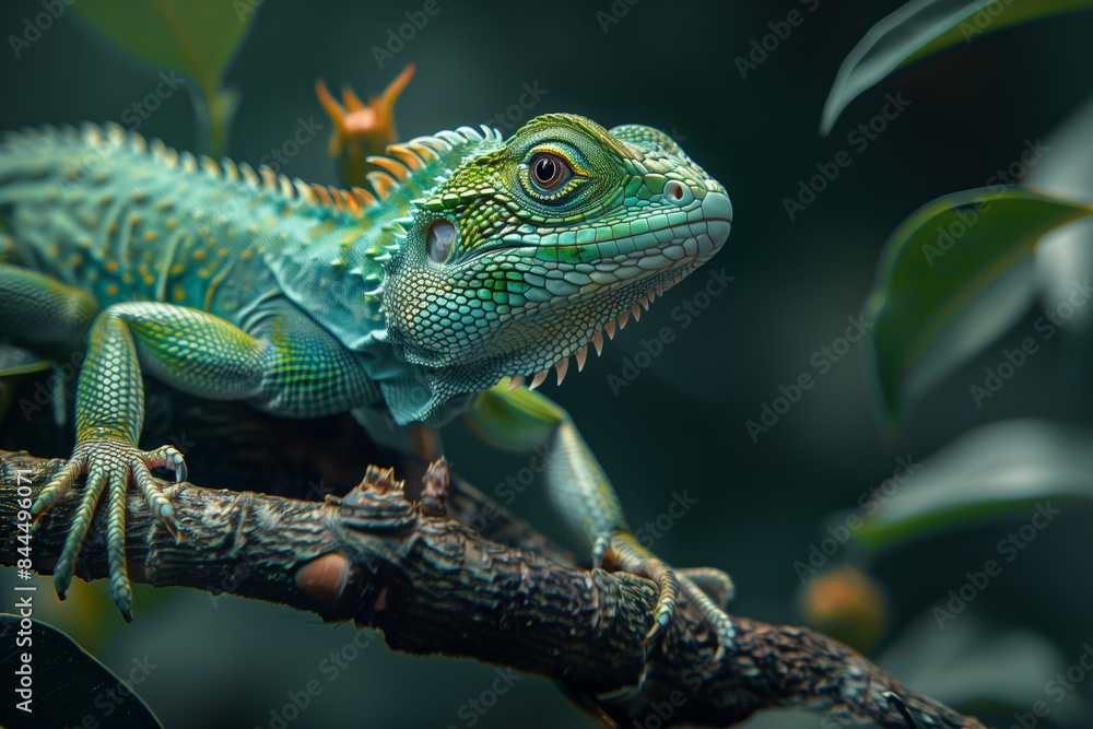 Fototapeta premium green lizard on a tree