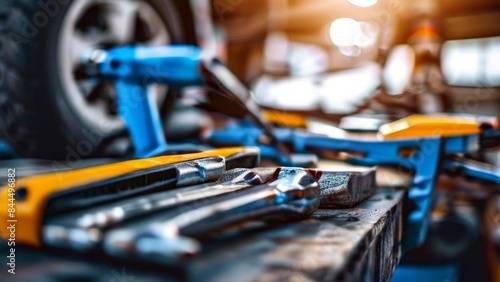 close-up of a man's hand selecting a tool from an organized set of tools, probably in a toolbox.