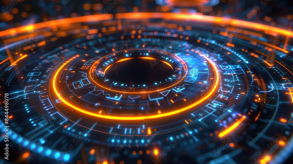 Floating holographic rings expanding and contracting, futuristic, neon lights, high detail, Floating holographic rings expanding and contracting, futuristic, neon lights, high detail,