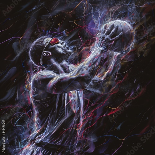 Basketball player holding the ball.