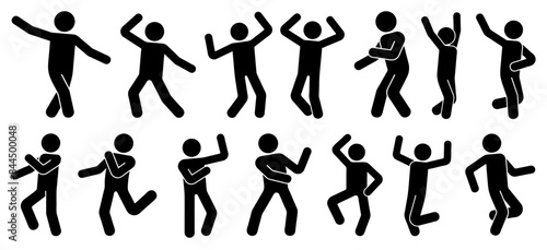 Silhouettes of Stick Figures in Various Action Poses, Silhouettes of Joyful Man, Man Picotogram