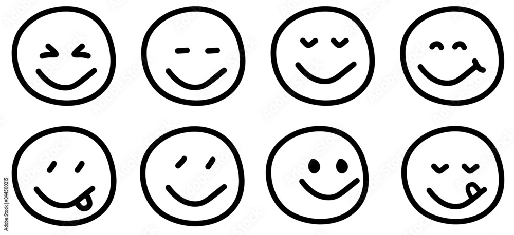 Set of Hand Drawn Smiley Line Doodles Faces Expressing Various Emotions in Vector Format
Set of Hand Drawn Smiley Line Doodles Faces Expressing Various Emotions in Vector Format