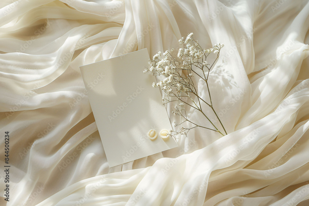 Serene Invitation Mockup with Floral Elegance Serene Invitation Mockup with Floral Elegance
