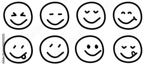 Set of Hand Drawn Smiley Line Doodles Faces Expressing Various Emotions in Vector Format
