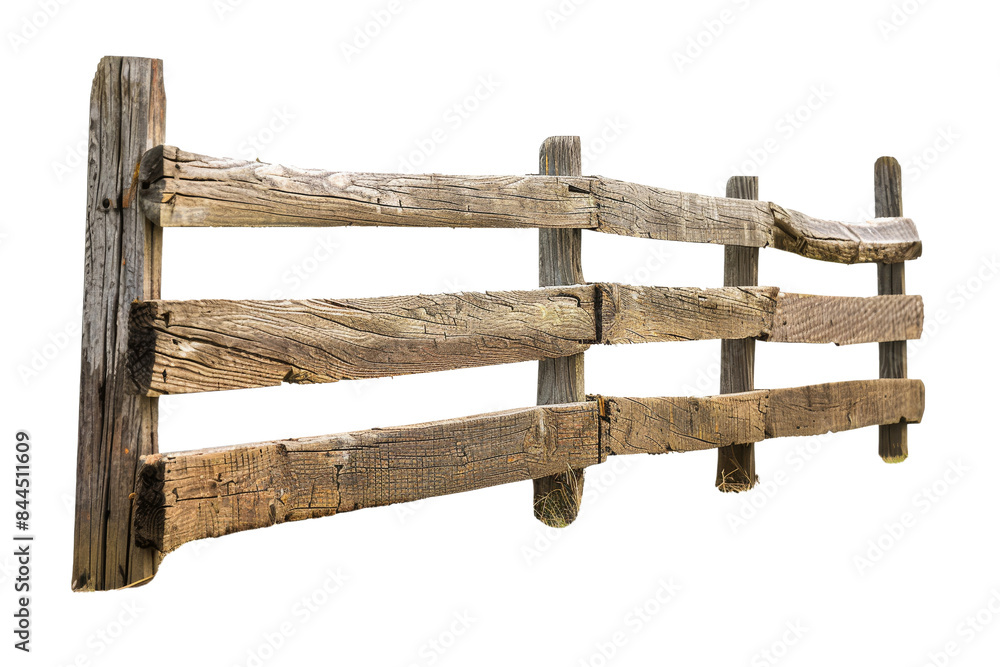 Close-up of an old, rustic wooden fence isolated on atransparent background, showing weathered texture and aged wood. Close-up of an old, rustic wooden fence isolated on atransparent background, showing weathered texture and aged wood.