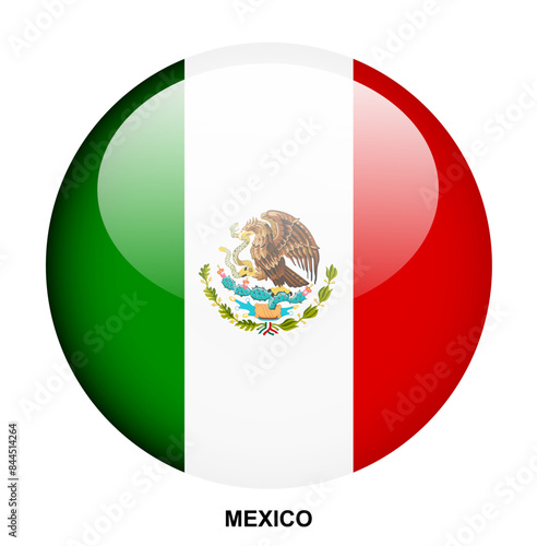 MEXICO flag button on white background