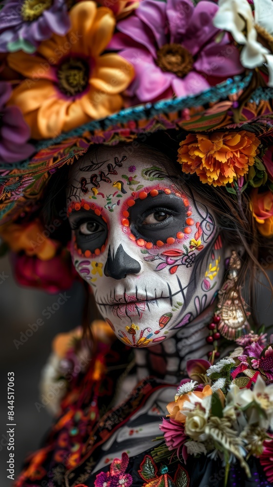 a woman with a colorful hat and makeup a woman with a colorful hat and makeup