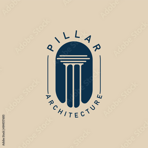 pillar ancient logo icon vector minimalist, badge emblem vector illustration design