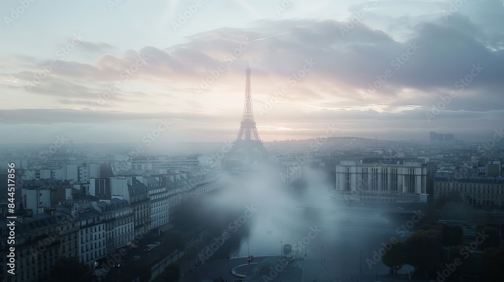 Misty Morning in Paris with the Eiffel Tower Misty Morning in Paris with the Eiffel Tower