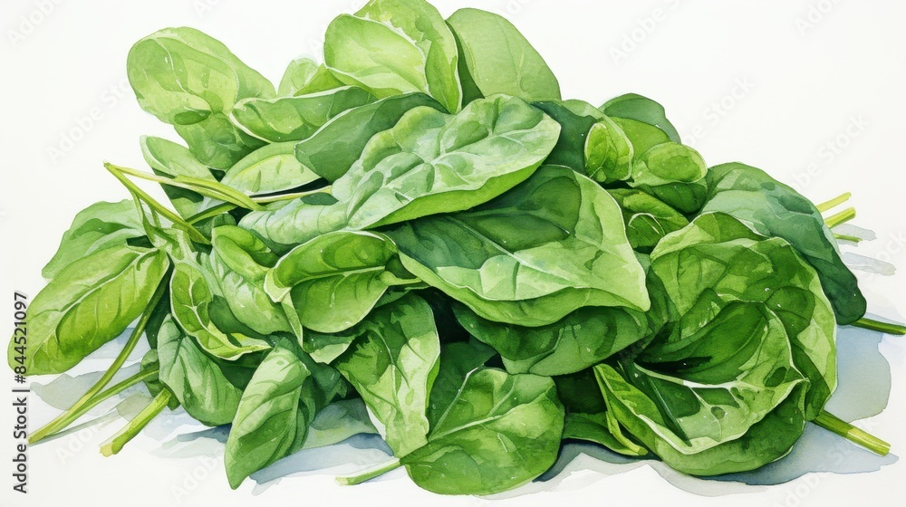 A watercolor of spinach clipart, isolated on white background A watercolor of spinach clipart, isolated on white background