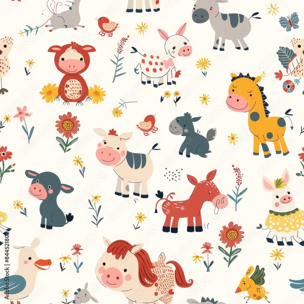 Perfect for children's apparel, these enchanting whimsical farm animals are sure to delight. Perfect for children's apparel, these enchanting whimsical farm animals are sure to delight.