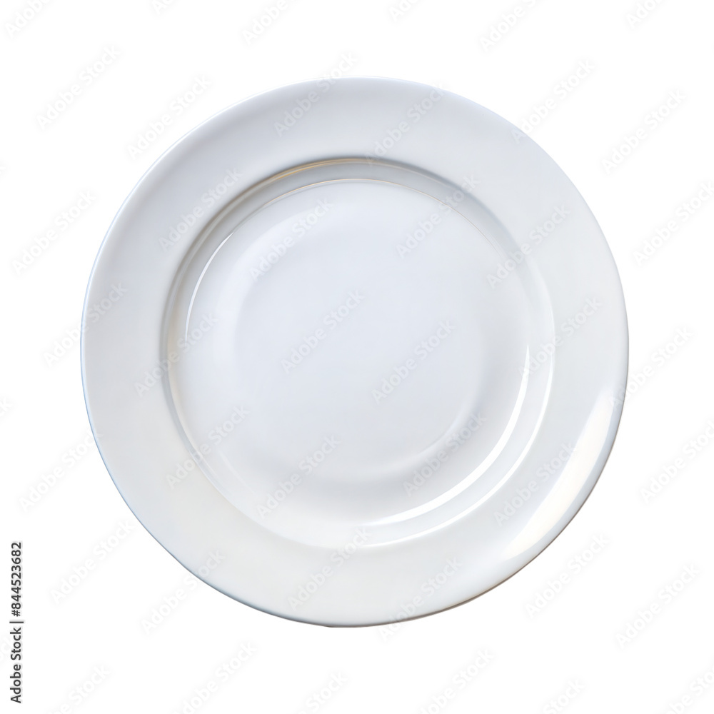 Simple round white plate on transparent background Simple round white plate on transparent background