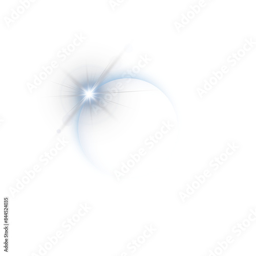 Solar eclipse light circle with bright flare