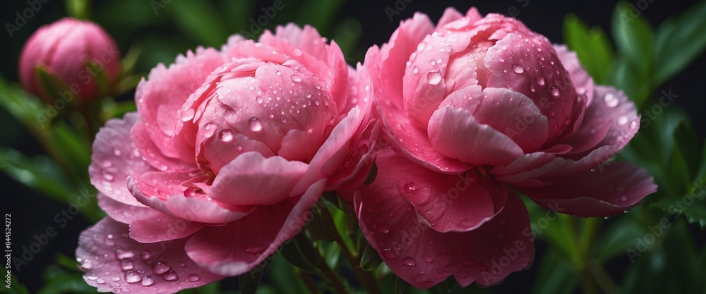 Pink peony flower with water drops close up Beautiful floral background Nature concept. Pink peony flower with water drops close up Beautiful floral background Nature concept.